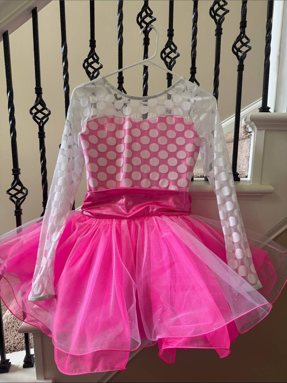 Weissman Hot Pink Polka Dot Tulle Dance Costume
